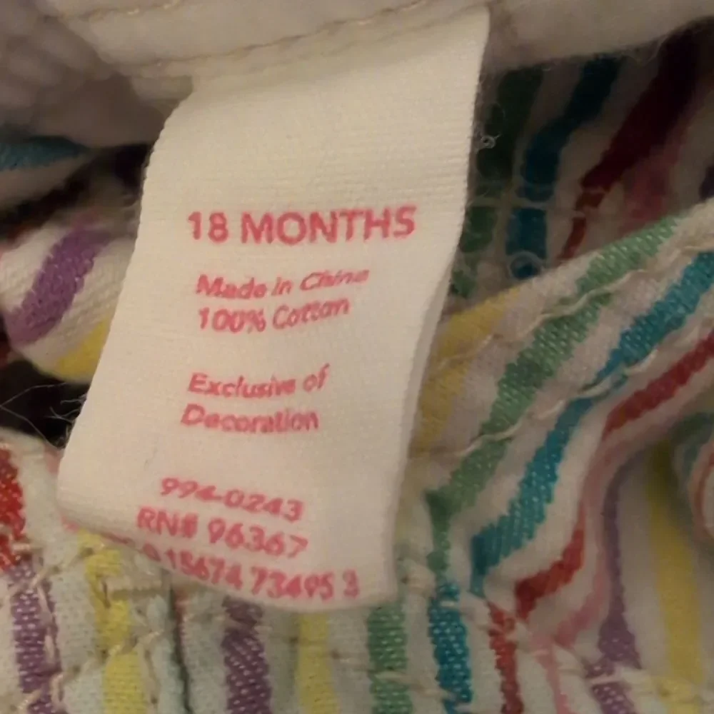 Oshkosh B'gosh Y2K Rainbow Striped Floral Embroidered Overall Dress Size‎ 18 mos